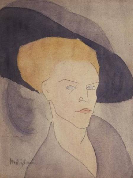 Head of a Woman Wearing a Hat - Amadeo Modigliani