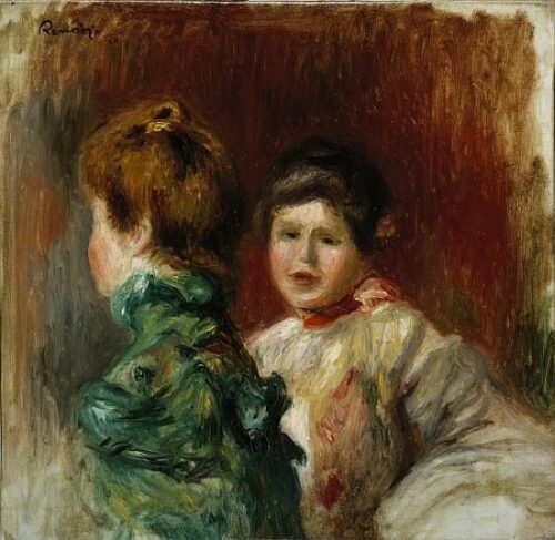 Têtes de deux femmes, c.1895 - Pierre-Auguste Renoir - Reproductions de tableaux et peintures haut de gamme