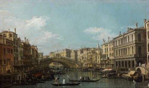 Le pont du Rialto vu du sud - Giovanni Antonio Canal - Reproductions de tableaux et peintures haut de gamme