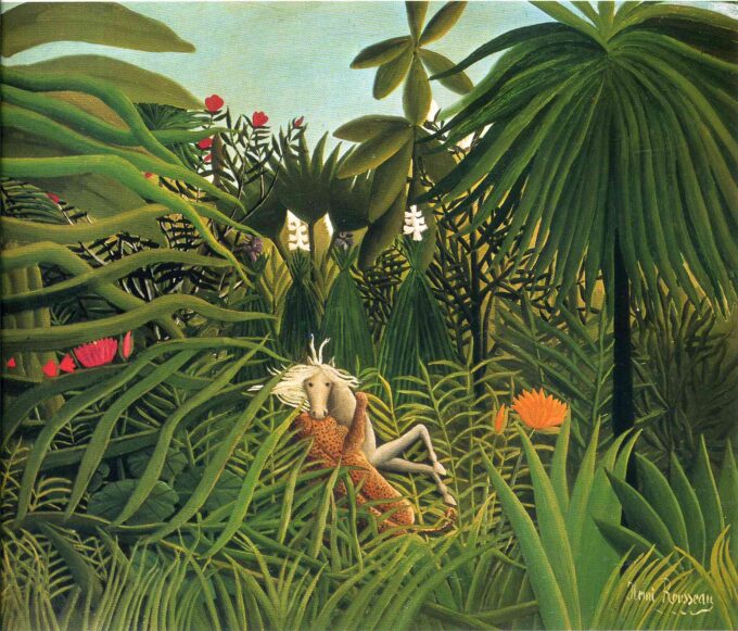 Jaguar attaquant un cheval - Henri Rousseau - Reproductions de tableaux et peintures haut de gamme