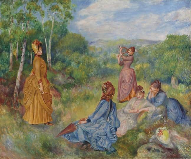 Young Ladies Playing Badminton - Pierre-Auguste Renoir