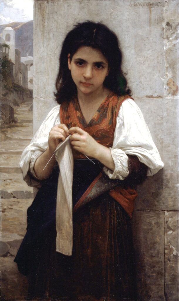 William Bouguereau Knitting Machine Oil Painting Reproduction