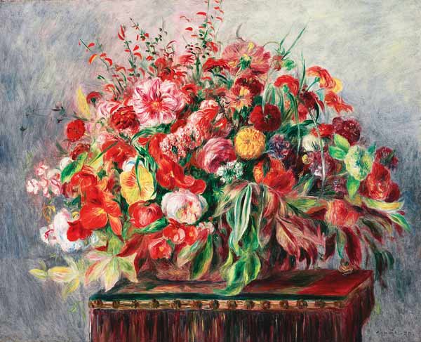 Basket with Flowers - Pierre-Auguste Renoir