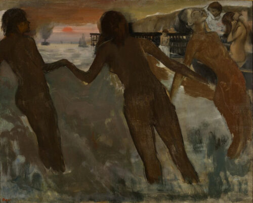 Trois filles se baignant - Edgar Degas - Reproductions de tableaux et peintures haut de gamme