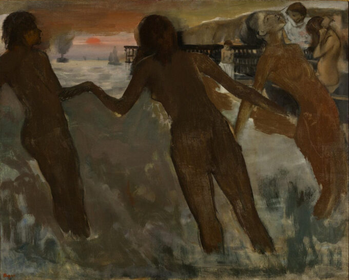 Three girls bathing - Edgar Degas