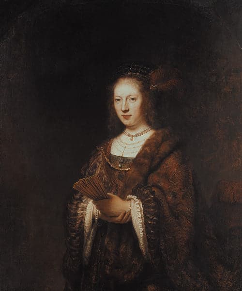 Lady with a Fan - Rembrandt van Rijn