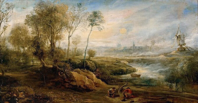 Landscape with an Ornithologist - Peter Paul Rubens