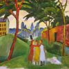 Paysage avec trois filles - August Macke - Reproductions de tableaux et peintures haut de gamme