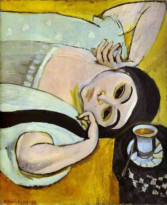 Laurette reclining with a cup of coffee - Matisse