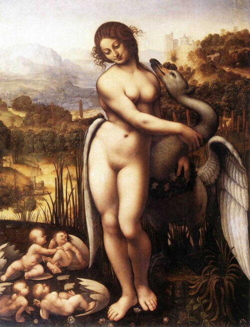 Léda et le Cygne - Léonard de Vinci - Reproductions de tableaux et peintures haut de gamme