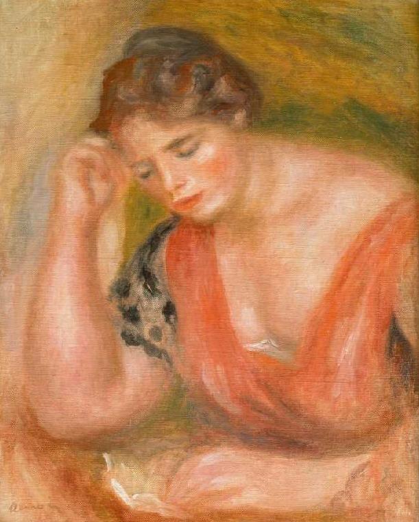 Young Woman in a Red Dress - Pierre-Auguste Renoir