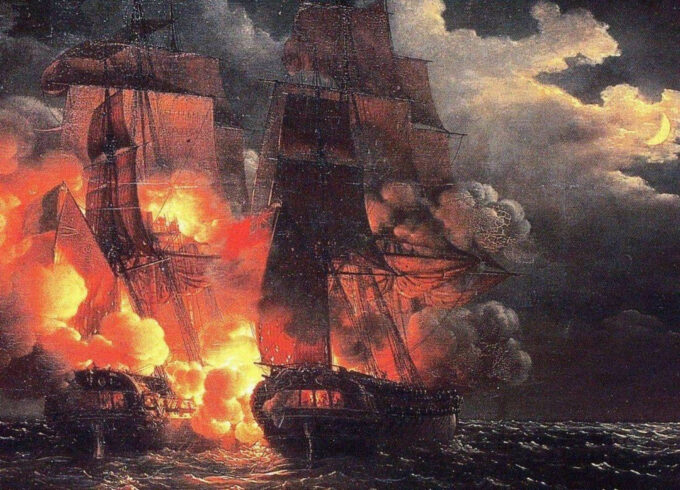 Naval Combat near the Loz Islands on February 7, 1813 - Louis Philippe Crepin