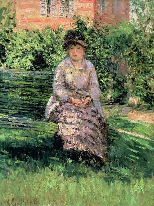 Madame Renoir (1860-1915) in the Garden of Petit-Gennevilliers – Caillebotte Oil Painting Reproduction