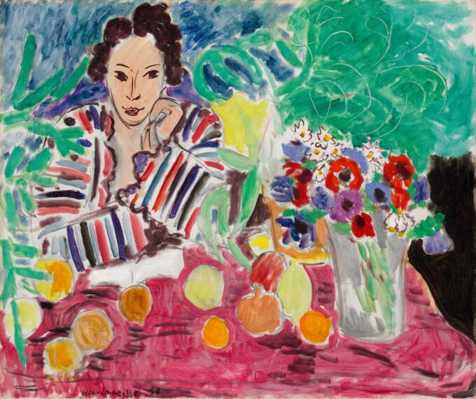 Striped robe, fruits and anemones - Matisse