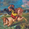 Cavalier marocain traversant un gué - Eugène Delacroix - Reproductions de tableaux et peintures haut de gamme