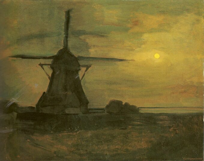 Moulin de l’est au clair de lune – Mondrian Oil Painting Reproduction