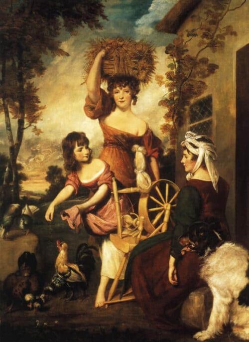 Mme et Mlle Macklin, avec Mlle Potts - Joshua Reynolds - Reproductions de tableaux et peintures haut de gamme