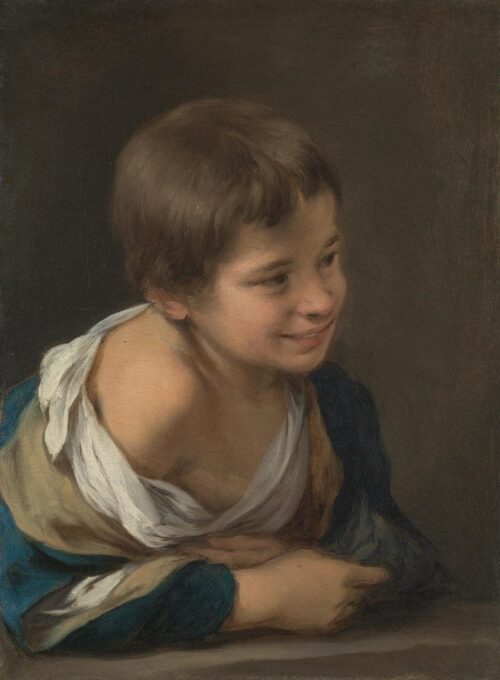 Un garçon paysan appuyé sur un seuil - Bartolomé Esteban Murillo - Reproductions de tableaux et peintures haut de gamme