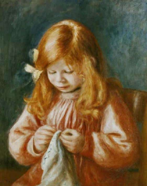 Child Sewing - Pierre-Auguste Renoir