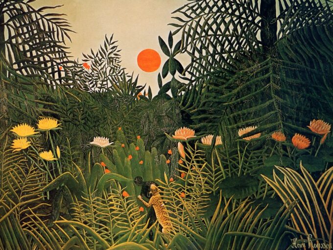 A black man attacked by a jaguar - Henri Rousseau