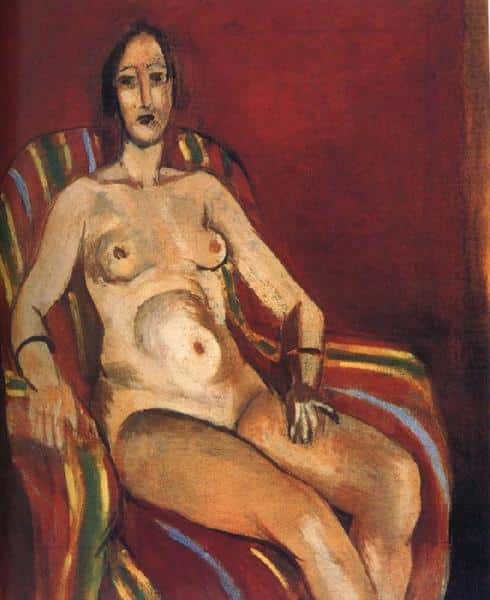 Nude Sitting on a Red Background - Matisse