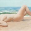 Nu sur la plage - John William Godward - Reproductions de tableaux et peintures haut de gamme