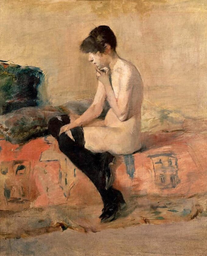 Femme nue assise sur un divan - Toulouse Lautrec - Reproductions de tableaux et peintures haut de gamme