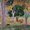 Paysage avec un cochon et un cheval - Paul Gauguin - Reproductions de tableaux et peintures haut de gamme