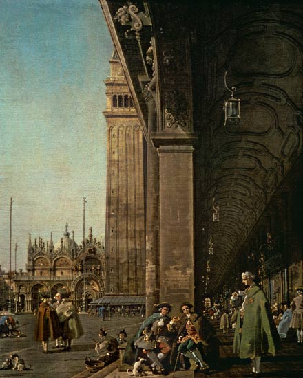 St. Mark's Square: view towards the east from the southwest corner and the Procuratie Nuove colonnade - Canal Giovanni Antonio