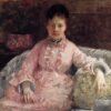 Portrait of a Woman in a pink dress - Berthe Morisot - Reproductions de tableaux et peintures haut de gamme