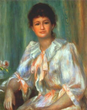 Portrait d'une jeune femme en blanc - Pierre-Auguste Renoir - Reproductions de tableaux et peintures haut de gamme