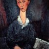 Portrait d'une femme au col blanc - Amadeo Modigliani - Reproductions de tableaux et peintures haut de gamme