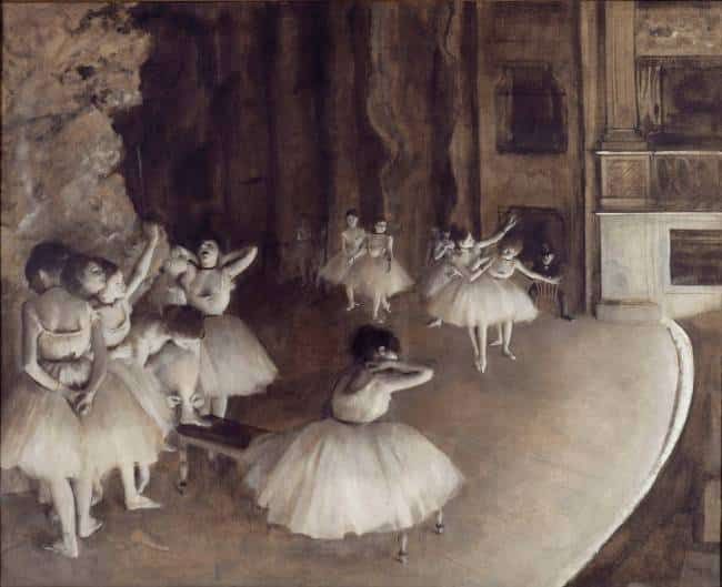 Rehearsal of a ballet on stage - Edgar Degas