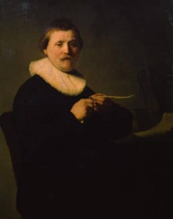 L'homme qui coupe les plumes - Rembrandt van Rijn - Reproductions de tableaux et peintures haut de gamme