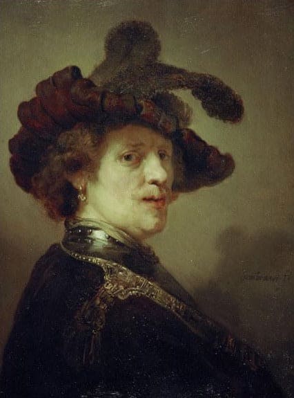 Self-portrait with Feathered Bonnet - Rembrandt van Rijn