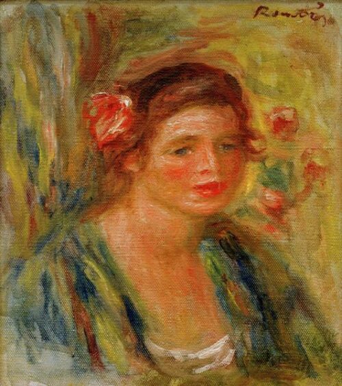 Renoir Tete de jeune femme 1910 - Pierre-Auguste Renoir - Reproductions de tableaux et peintures haut de gamme