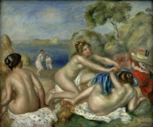 Trois baigneurs avec un crabe c.1897 - Pierre-Auguste Renoir - Reproductions de tableaux et peintures haut de gamme