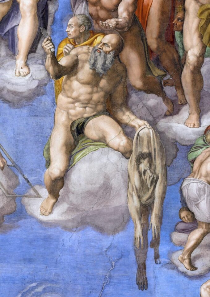 Ceiling of the Sistine Chapel: The Last Judgment, detail of Saint Bartholomew holding his flayed skin - Michelangelo