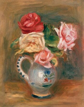 Roses dans un vase en poterie - Pierre-Auguste Renoir - Reproductions de tableaux et peintures haut de gamme