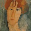 Rousse jeune femme avec la ruche de col - Amedeo Modigliani - Reproductions de tableaux et peintures haut de gamme