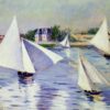 Voiliers sur la seine à argenteuil - Caillebotte - Reproductions de tableaux et peintures haut de gamme