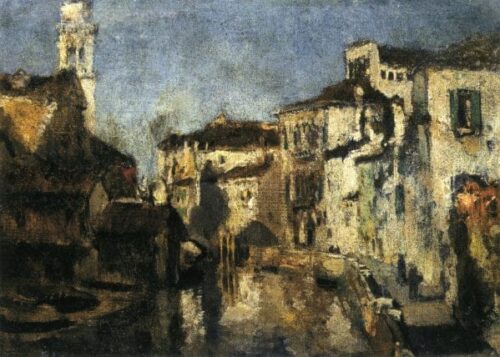 San Trovaso Square, Venice - John Henry Twachtman - Reproductions de tableaux et peintures haut de gamme