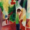 Vitrine de magasin avec des arbres jaunes - August Macke - Reproductions de tableaux et peintures haut de gamme