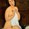 Nu assis avec une chemise - Amedeo Modigliani - Reproductions de tableaux et peintures haut de gamme