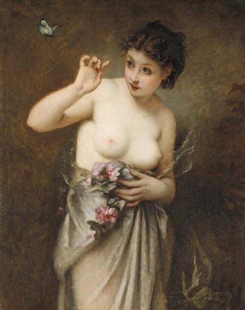 Jeune Fille Au Papillon - Guillaume Seignac - Reproductions de tableaux et peintures haut de gamme