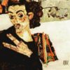 Autoportrait avec un vase noir et des doigts écartés - Egon Schiele - Reproductions de tableaux et peintures haut de gamme