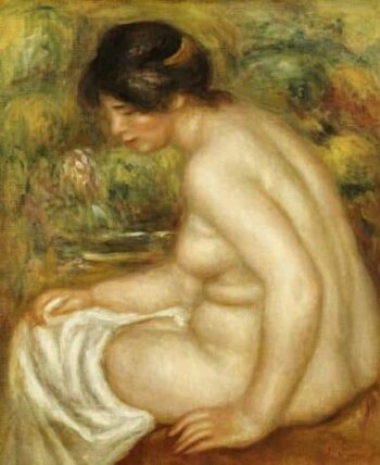 Vue latérale d'une baigneuse assise (Gabrielle) - Pierre-Auguste Renoir - Reproductions de tableaux et peintures haut de gamme