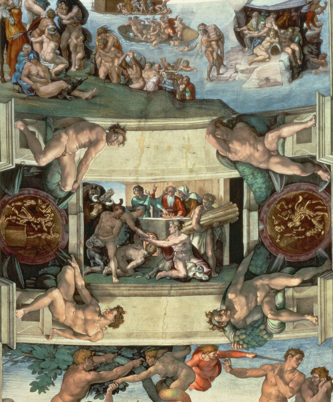 Ceiling of the Sistine Chapel (1508-12): The Sacrifice of Noah - Michelangelo