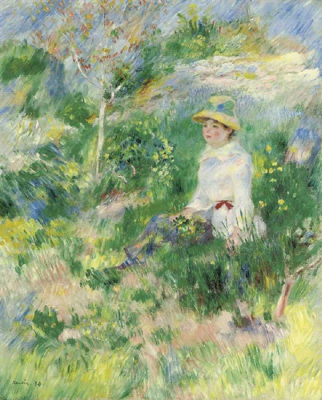 Summer, Young Woman in a Flowery Meadow - Pierre-Auguste Renoir