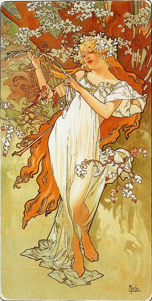 Printemps - Mucha - Reproductions de tableaux et peintures haut de gamme